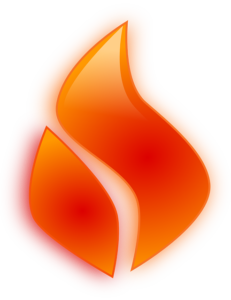 Flame icon of orange and red. Business Electricity Prices. 1300 744 000